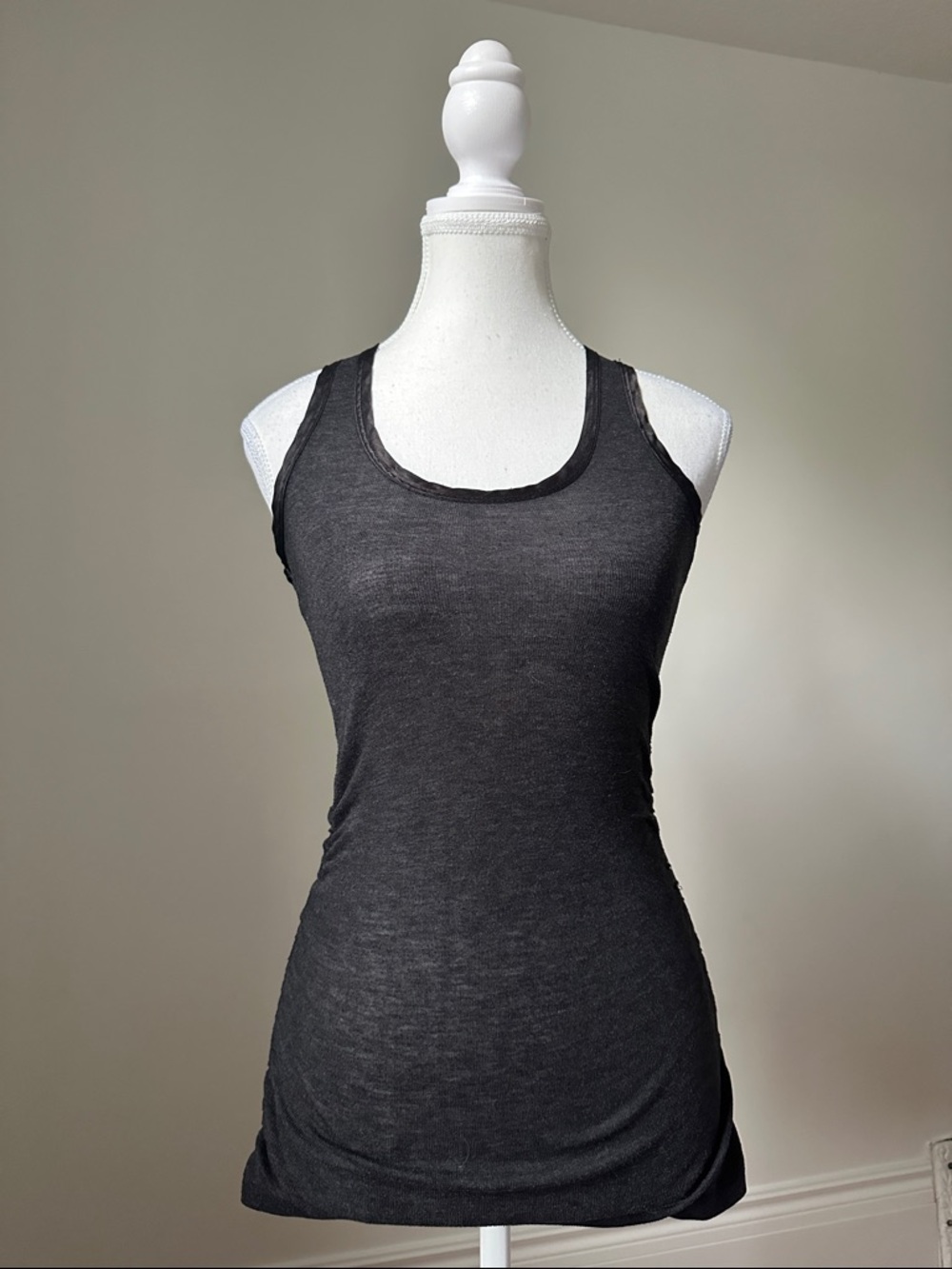 COSTA BLANCA Black Sheer Side Cinched Whimsygoth Boho Summer Tank Top XS